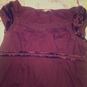 Burgundy beaded short sleeve top